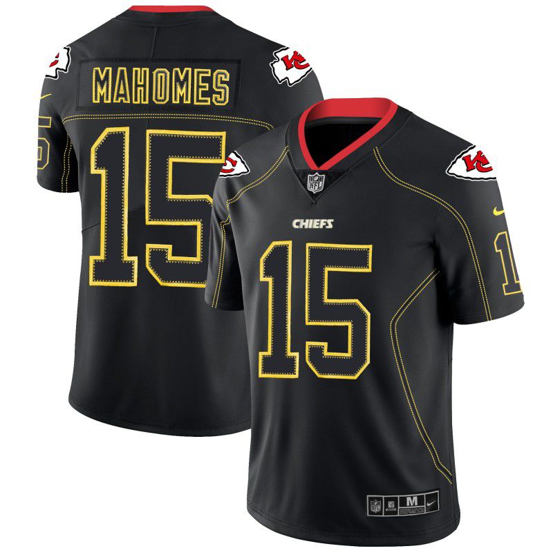 Men Kansas City Chiefs #15 Mahomes Black Nike Lights Out Black Color Rush Limited NFL Jerseys